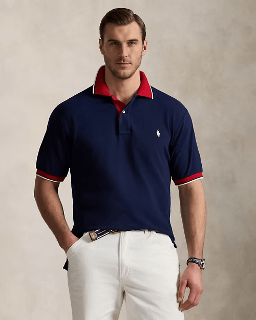 Camiseta polo - Cuello ribete a rayas