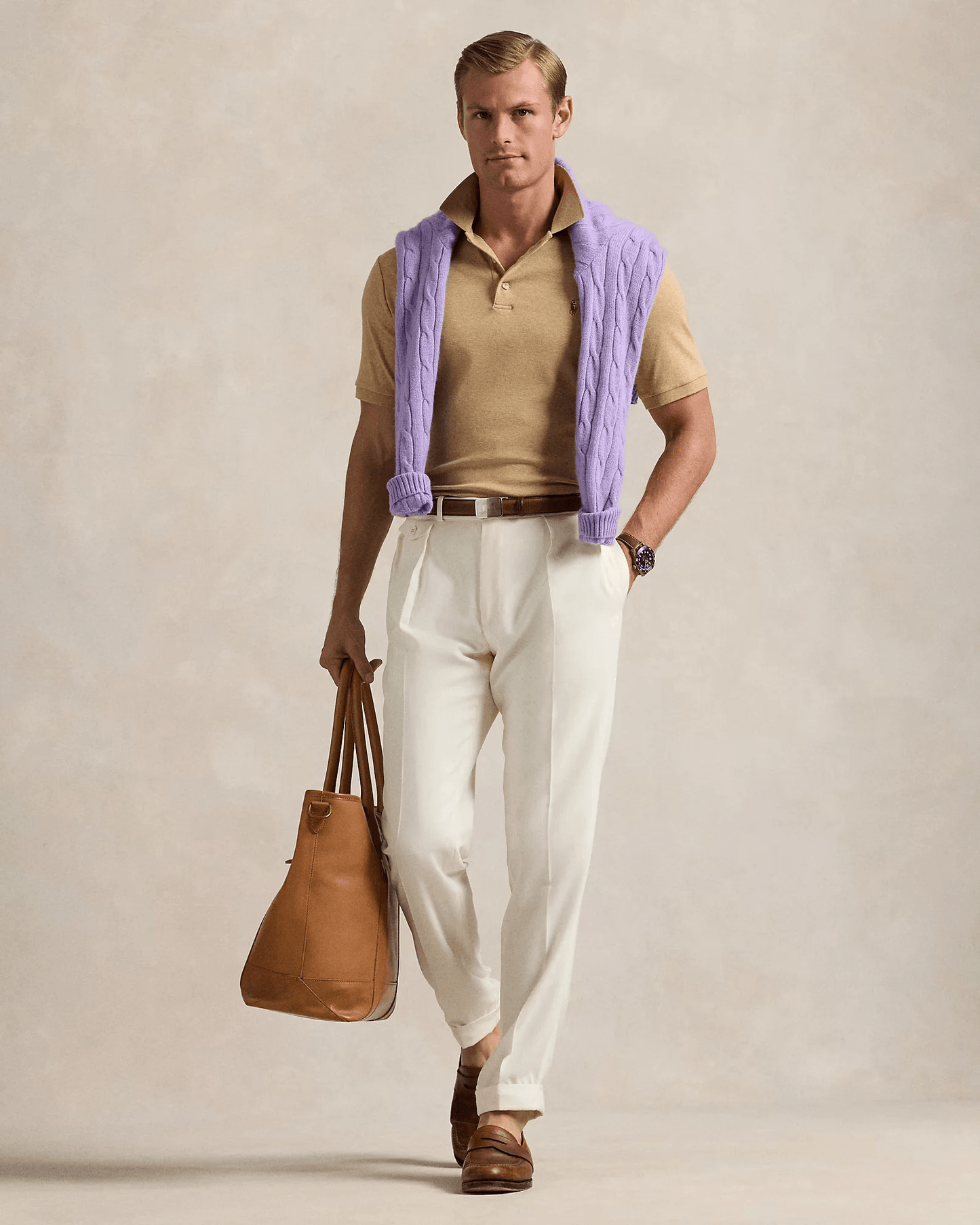 Polo de algodón suave beige
