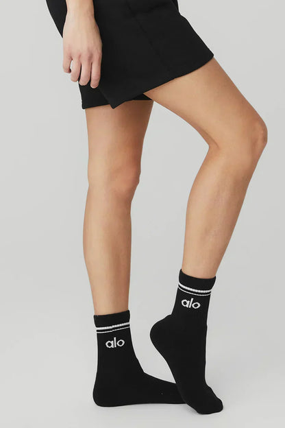 Calcetines unisex de media caña estilo retro - Negro