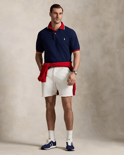 Camiseta polo - Cuello ribete a rayas