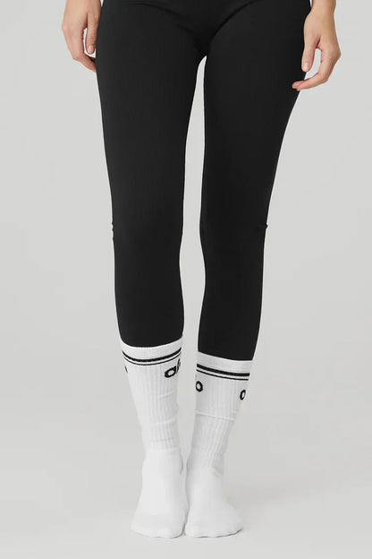 Calcetines retro de barra para mujer - blanco