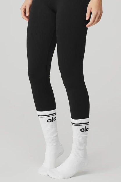 Calcetines retro de barra para mujer - blanco