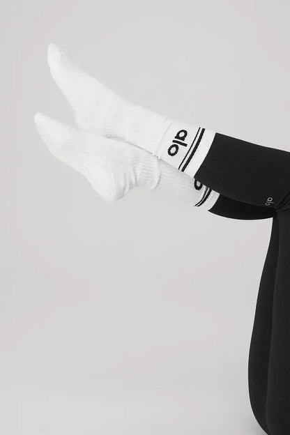 Calcetines retro de barra para mujer - blanco
