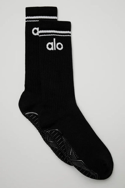 Calcetines retro de barra para mujer - negro