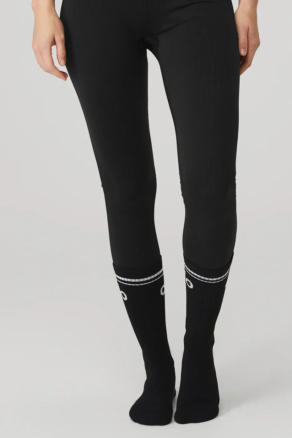 Calcetines retro de barra para mujer - negro