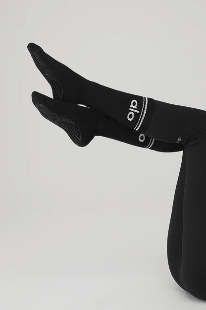 Calcetines retro de barra para mujer - negro