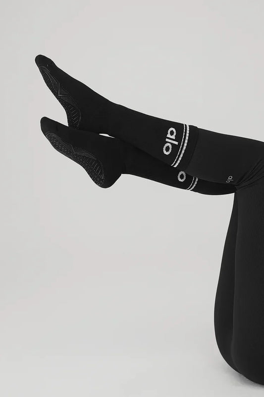Calcetines retro de barra para mujer - negro