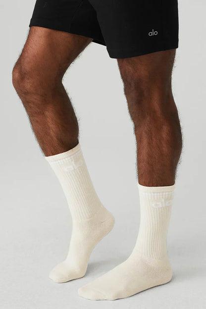 Calcetines unisex retro en beis/blanco/negro