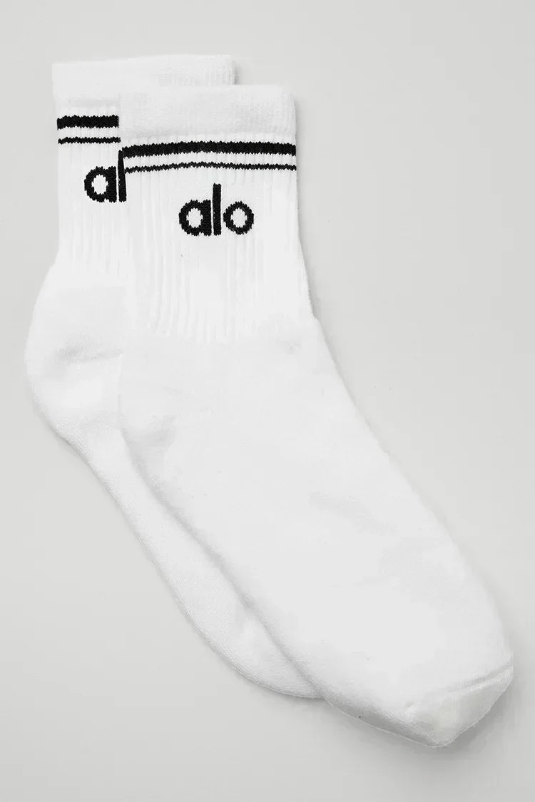 Calcetines unisex de media caña estilo retro - blanco