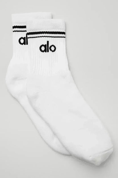 Calcetines unisex de media caña estilo retro - blanco