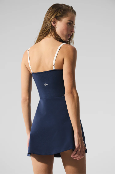 Vestido entallado con acabado aerógrafo - azul marino/marfil