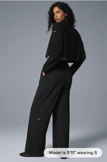 Conjunto de blazer cropped - Pantalón largo de cintura alta
