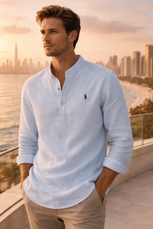 Camisa Henley de lino Classic Fit