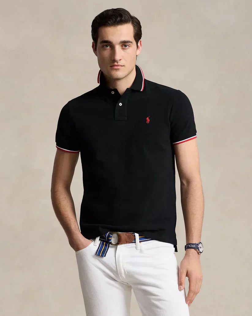 Camiseta polo - Cuello ribete a rayas