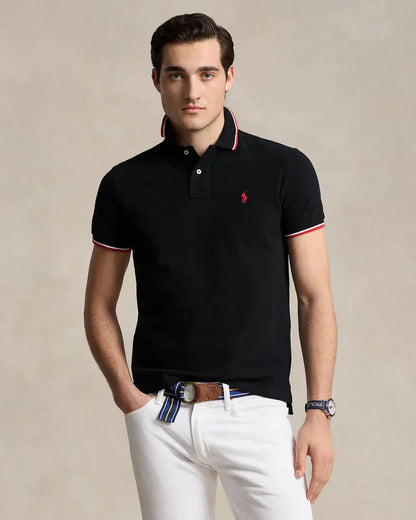 Camiseta polo - Cuello ribete a rayas