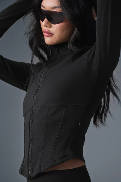 Chaqueta Airbrush Corset con cremallera completa - Negro