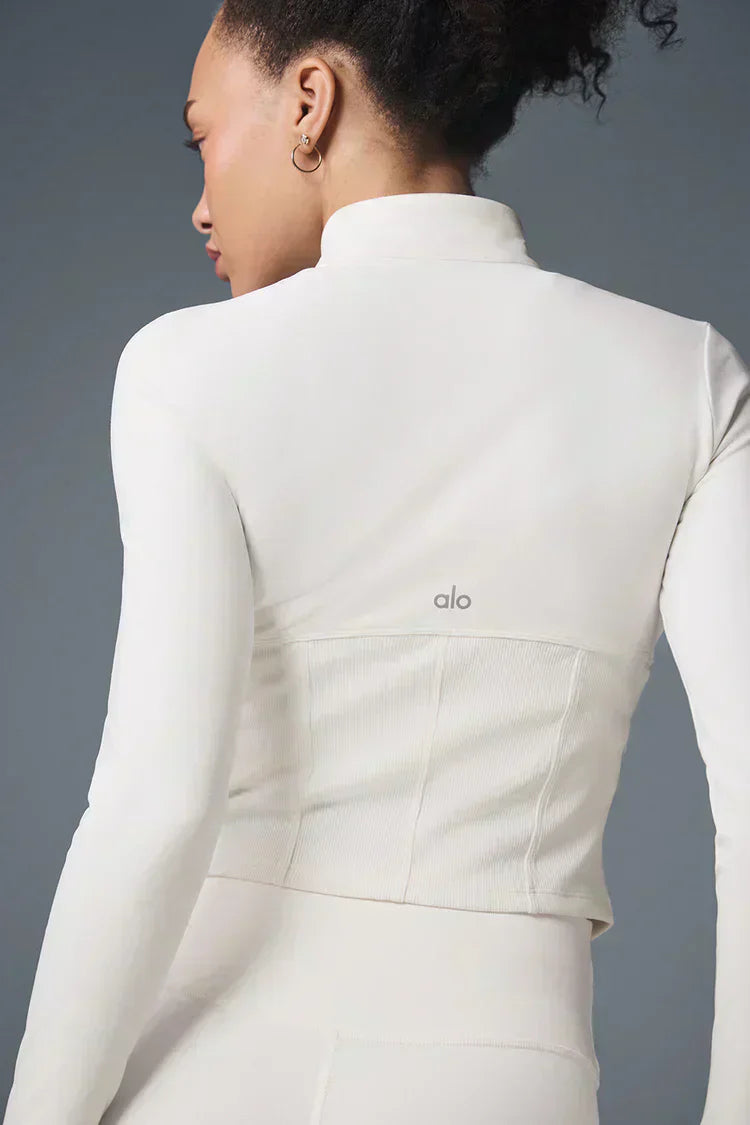 Chaqueta corsé con cremallera completa Airbrush - Marfil
