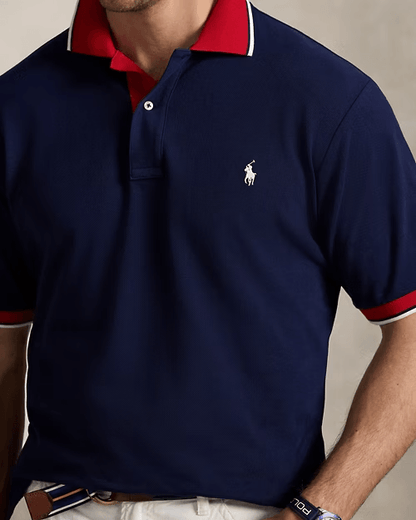 Camiseta polo - Cuello ribete a rayas