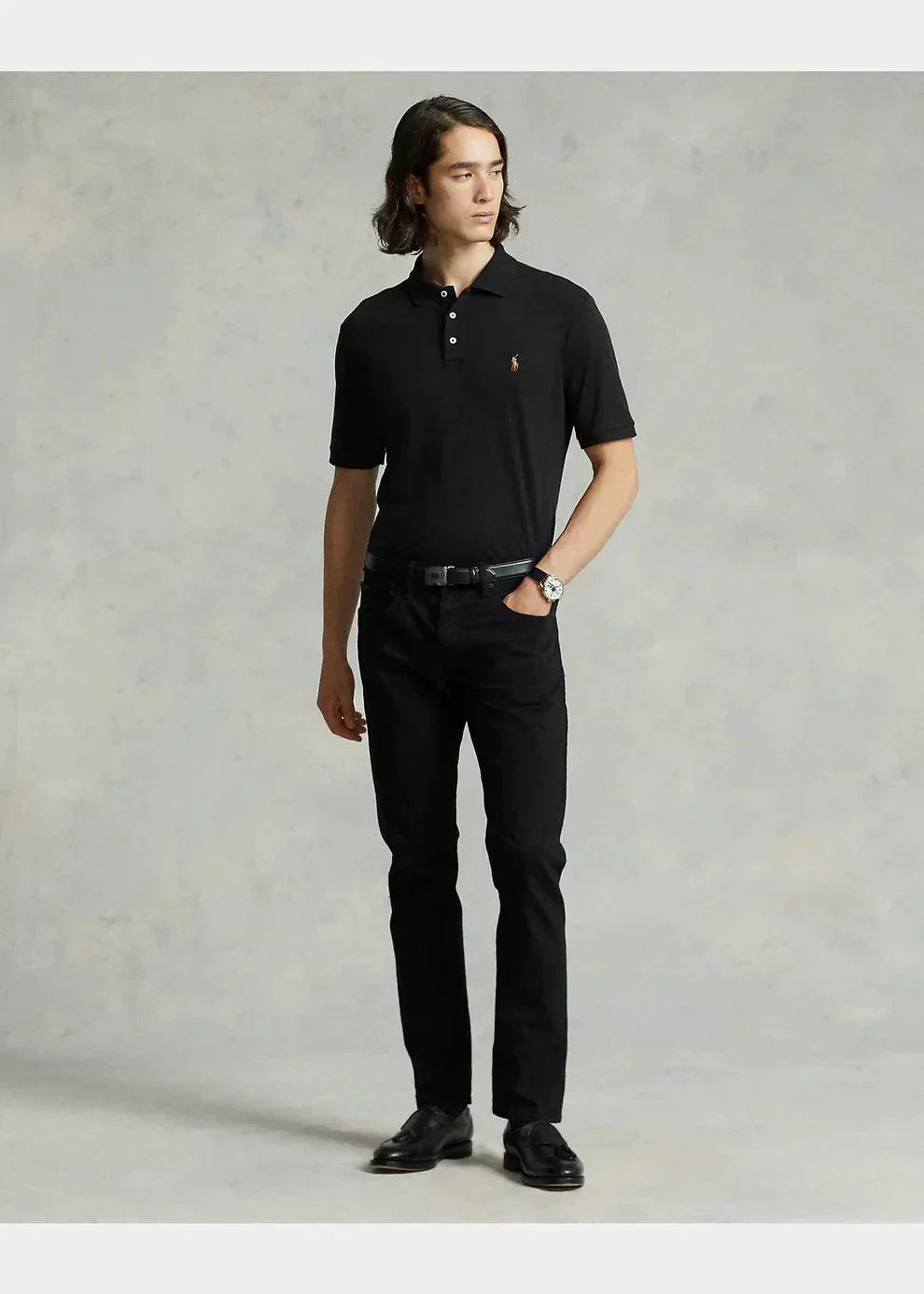 Polo de algodón suave negro