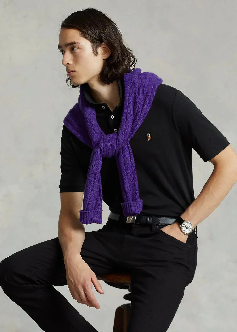 Polo de algodón suave negro