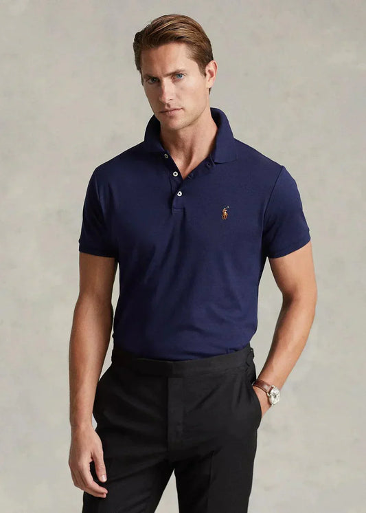 Polo de algodón suave azul marino