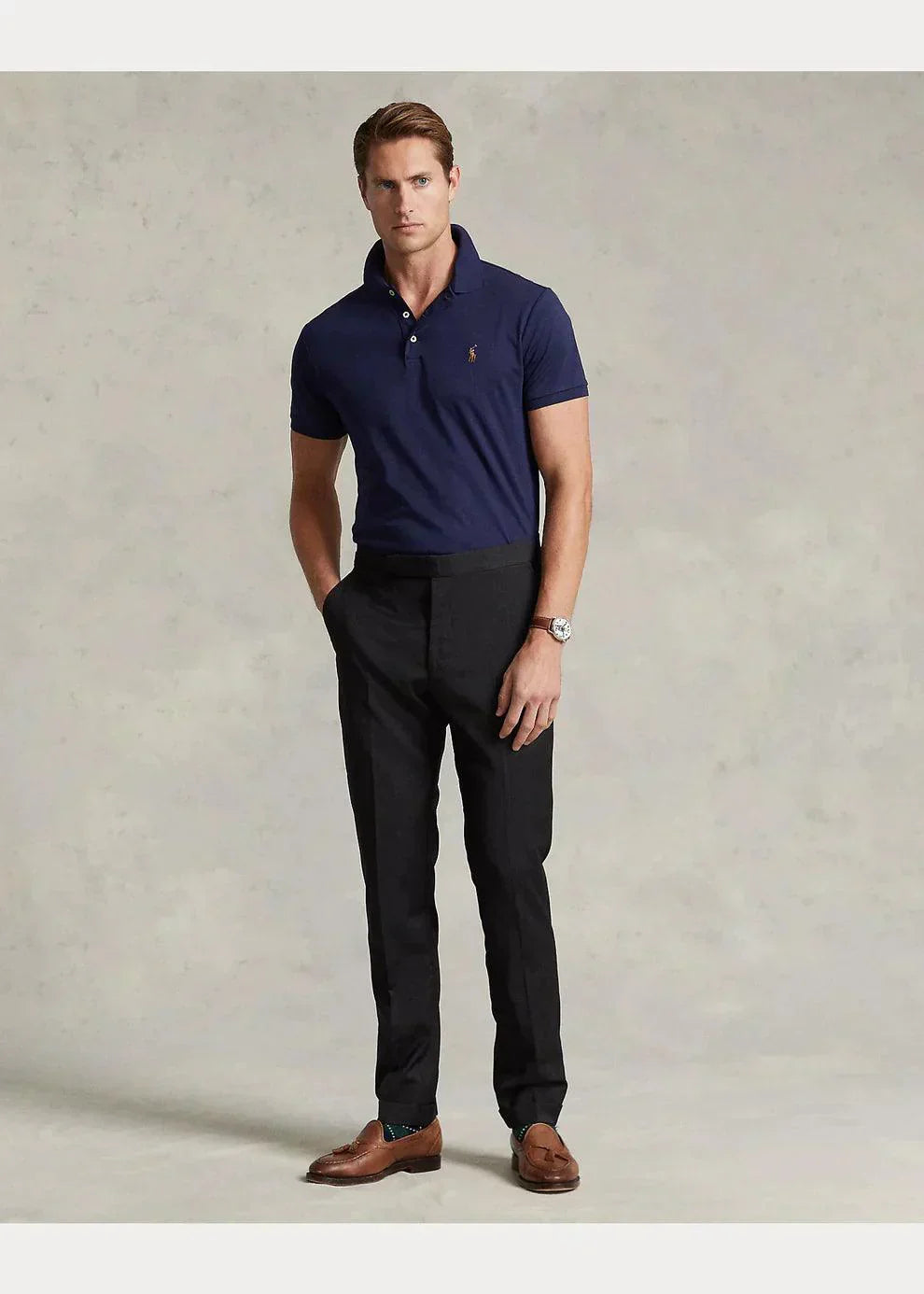 Polo de algodón suave azul marino